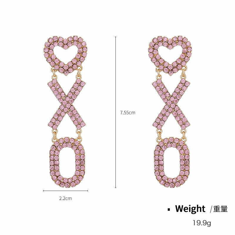 Wholesale 15PCS Valentine's Day Series Pink XOXO Necklace and Earrings Set