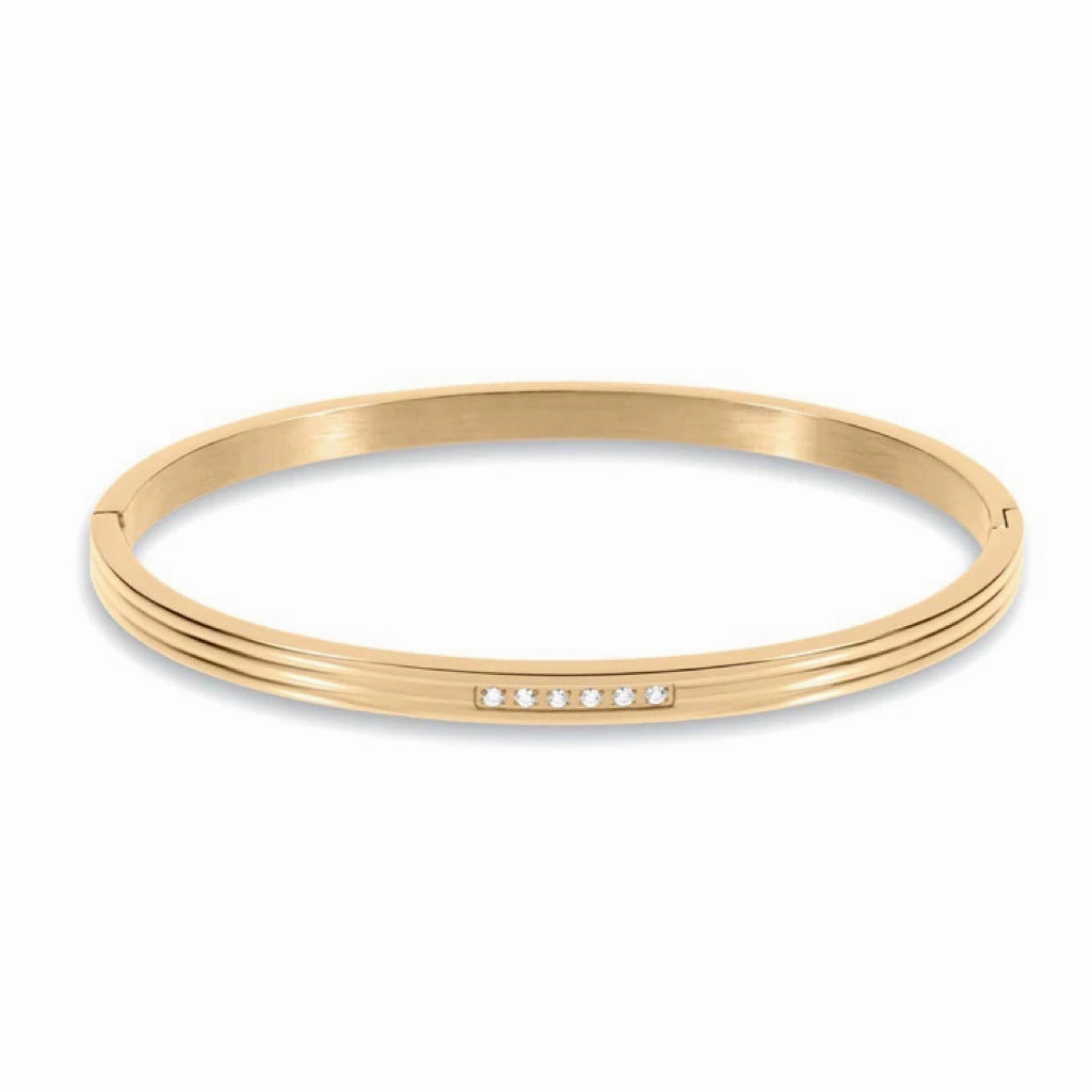 Wholesale 18k Electroplated Titanium Steel Micropaved Zircon Stacking Bracelet