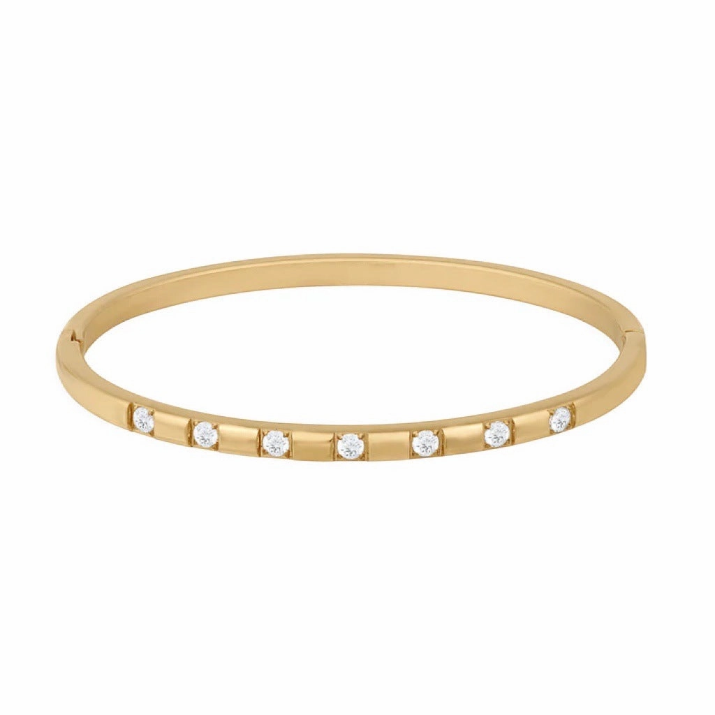 Wholesale 18k Electroplated Titanium Steel Micropaved Zircon Stacking Bracelet