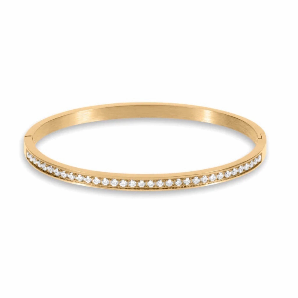 Wholesale 18k Electroplated Titanium Steel Micropaved Zircon Stacking Bracelet