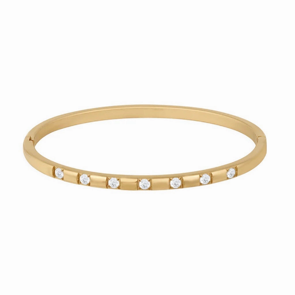 Wholesale 18k Electroplated Titanium Steel Micropaved Zircon Stacking Bracelet