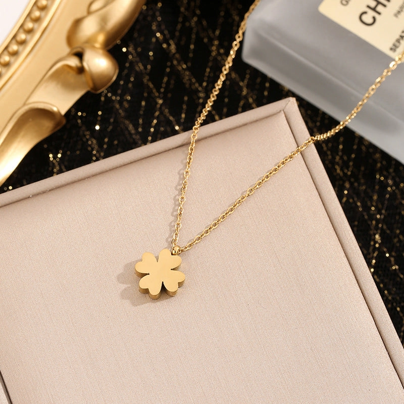 Wholesale 18K Four-leaf Clover Titanium Clavicle Chain