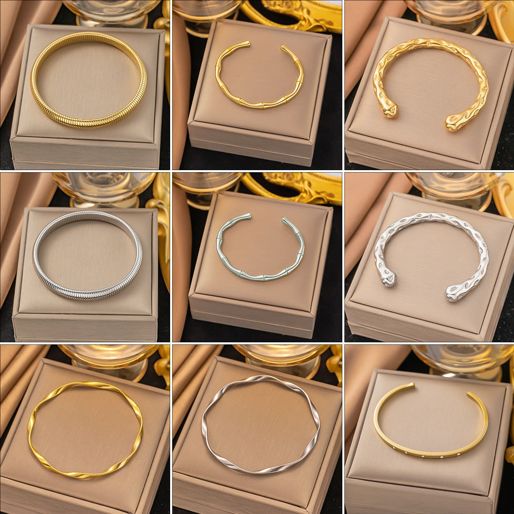 Wholesale 18K Gold Bamboo Titanium Steel Exquisite Simple Versatile Bracelet