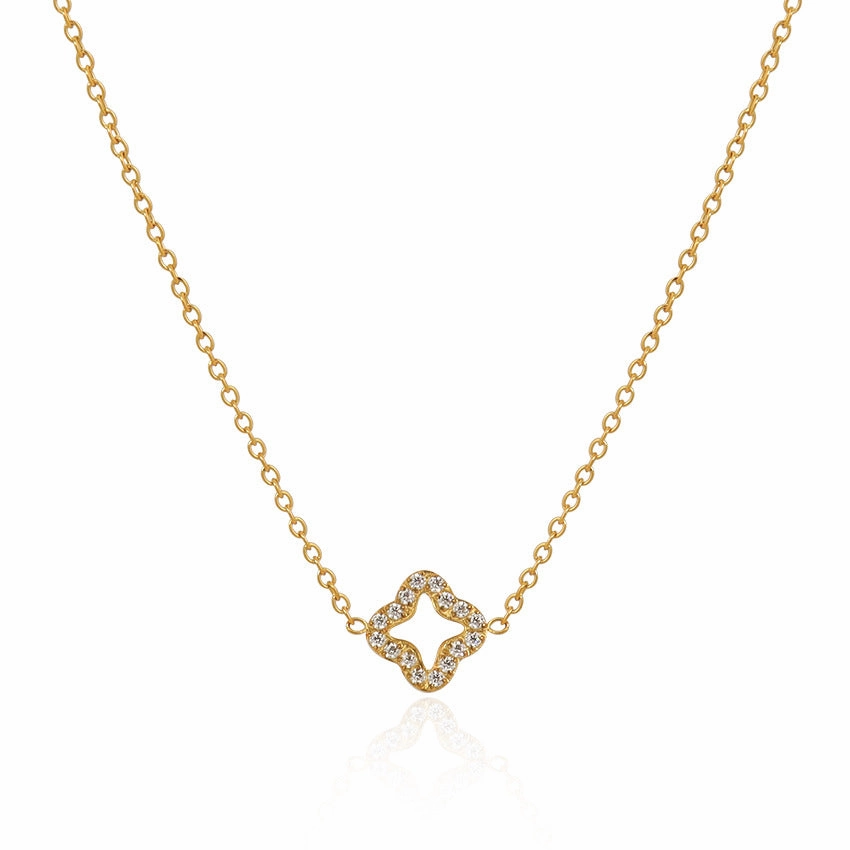 Wholesale 18k Gold Diamond Four Leaf Clover Necklace
