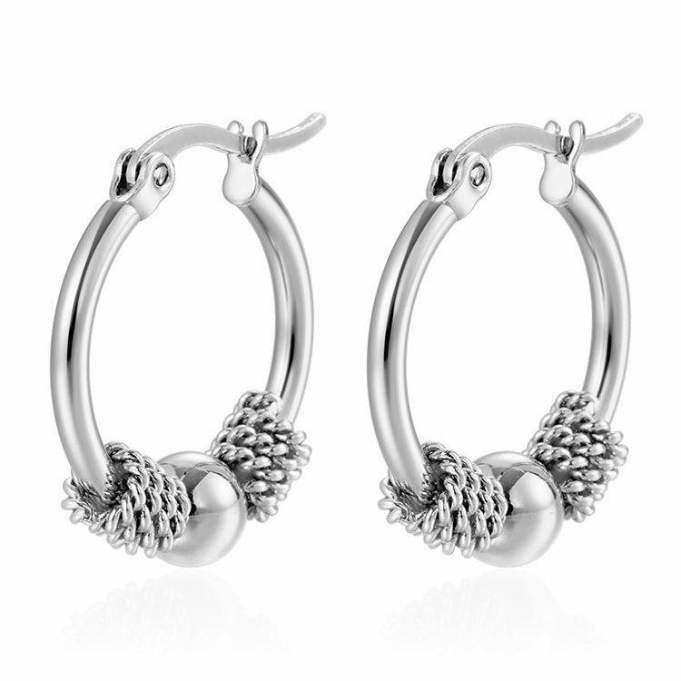 Wholesale 18K gold earrings round spring clip bead earrings niche simple design women's fashion