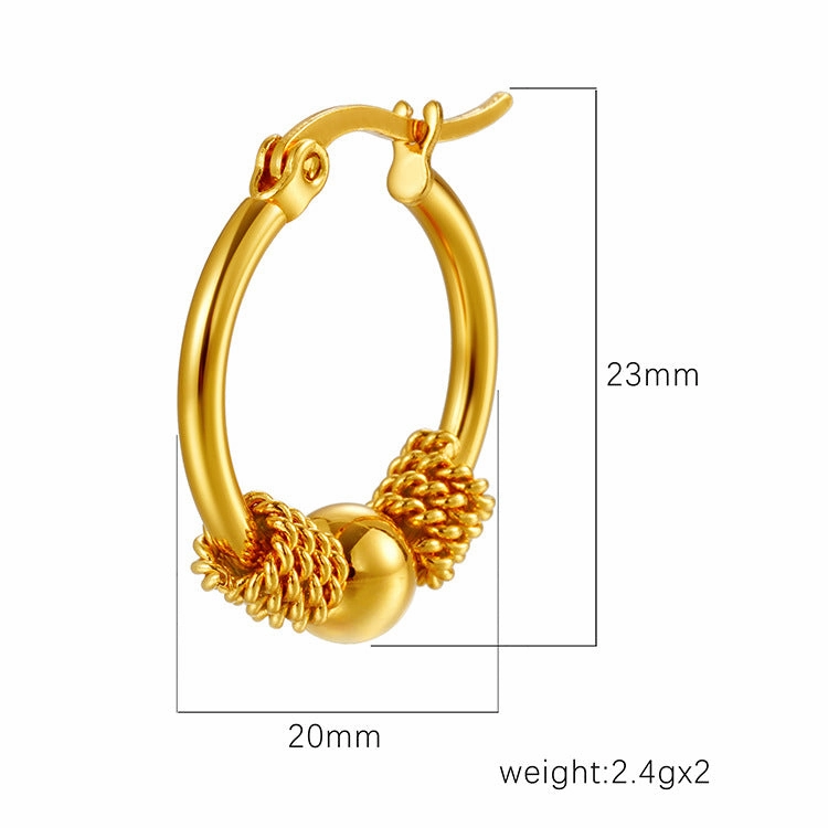 Wholesale 18K gold earrings round spring clip bead earrings niche simple design women's fashion