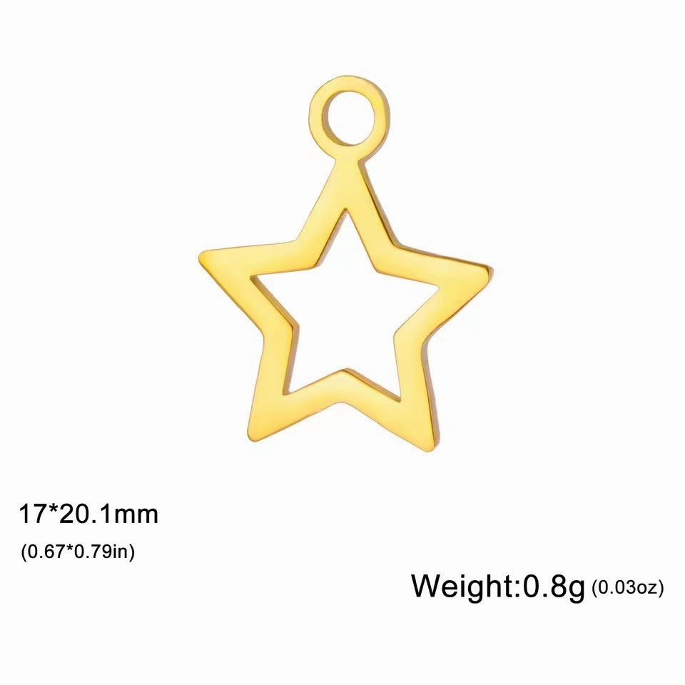 Wholesale 18k gold five-pointed star pendant handmade diy bracelet charm accessories