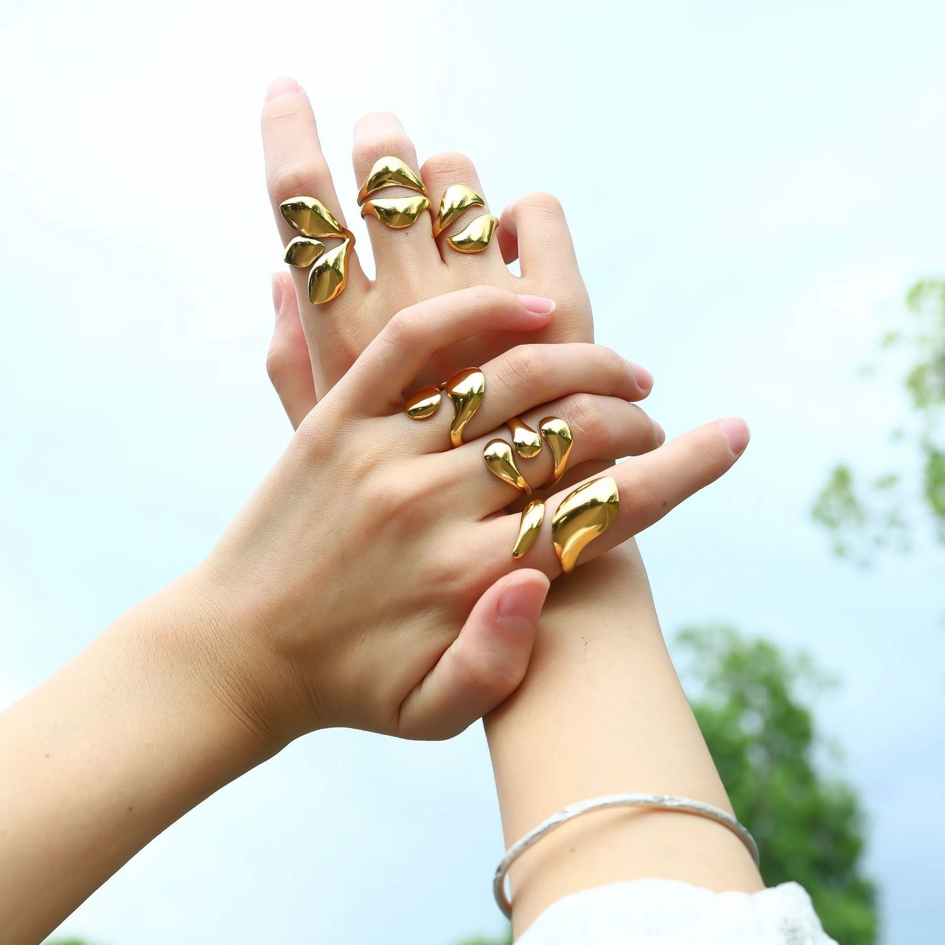 Wholesale 18K Gold Lava Mirror Open Ring