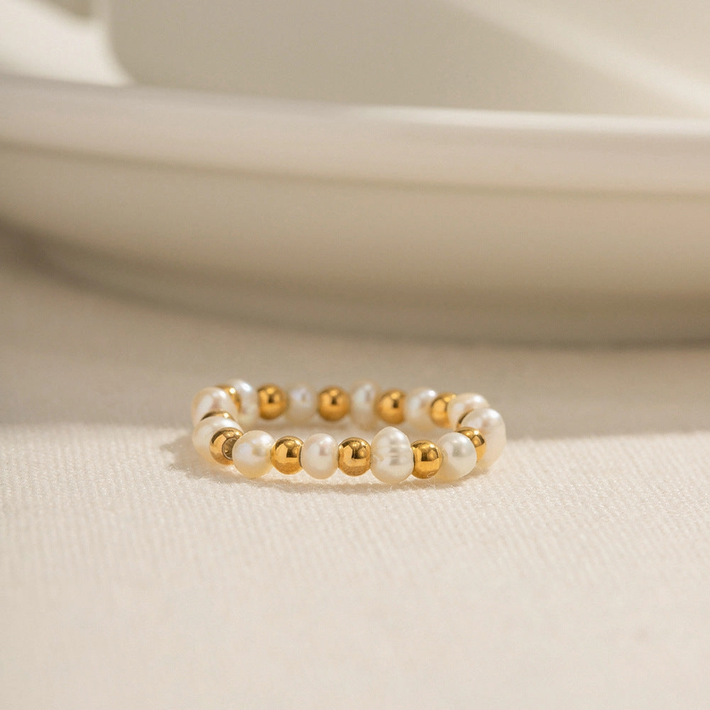 Wholesale 18K Gold Pearl Ball Ring