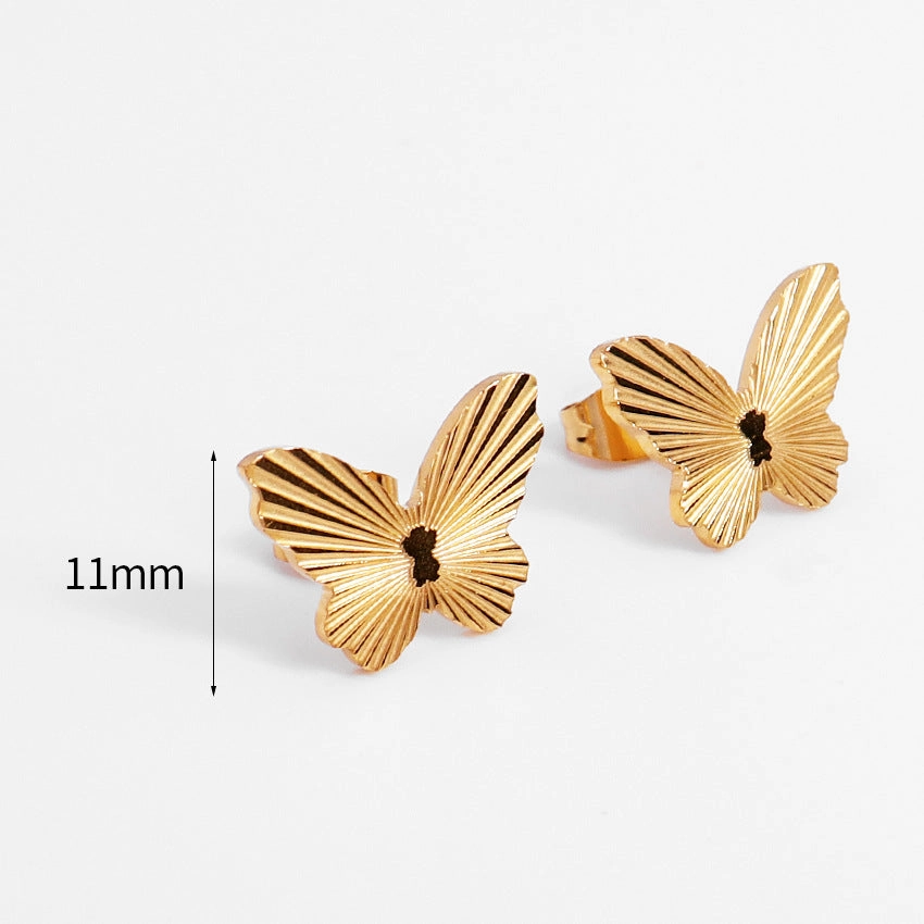 Wholesale 18K Gold Plated Butterfly Titanium Steel Earrings