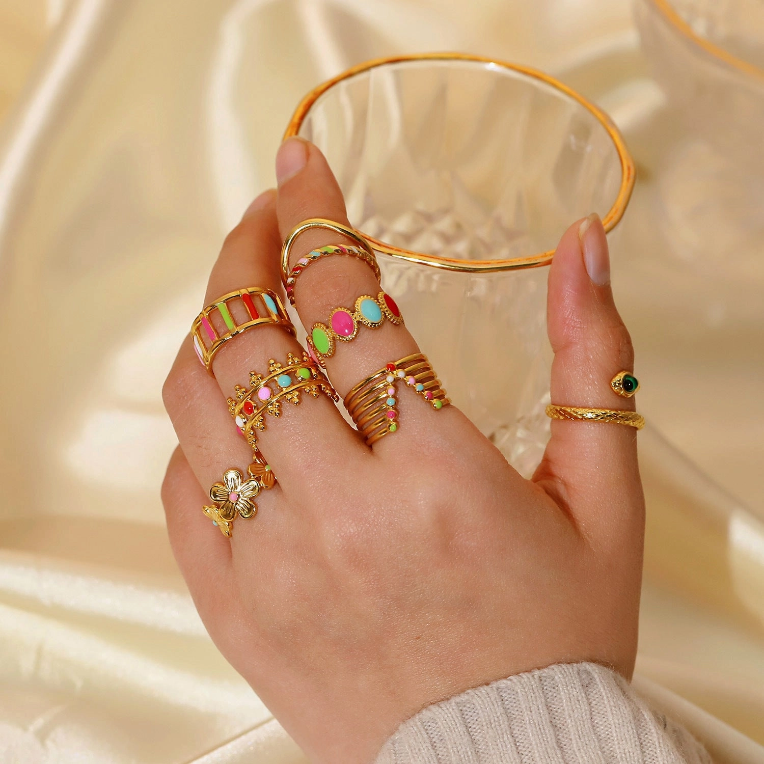 Wholesale 18K Gold Plated Colored Stainless Steel Rings