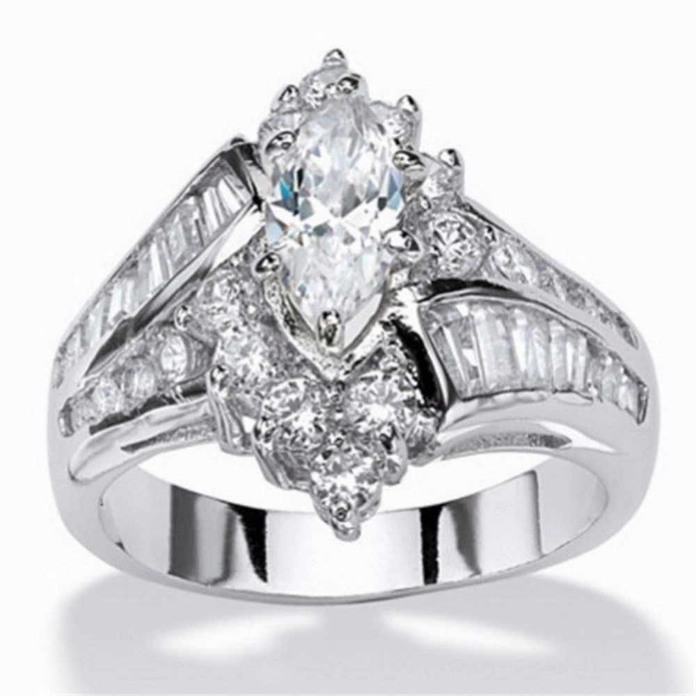 Wholesale 18k gold plated diamond irregular horse eye shape step zircon ring