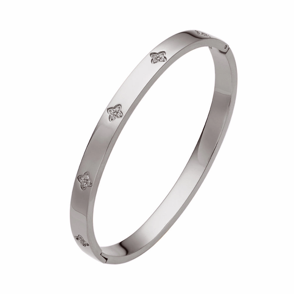Wholesale 18K gold plated diamond retro stacked titanium steel bracelet