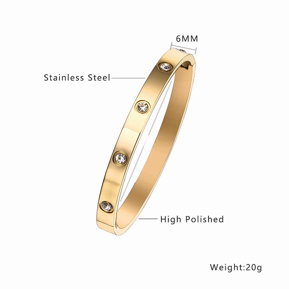 Wholesale 18K gold plated diamond retro stacked titanium steel bracelet