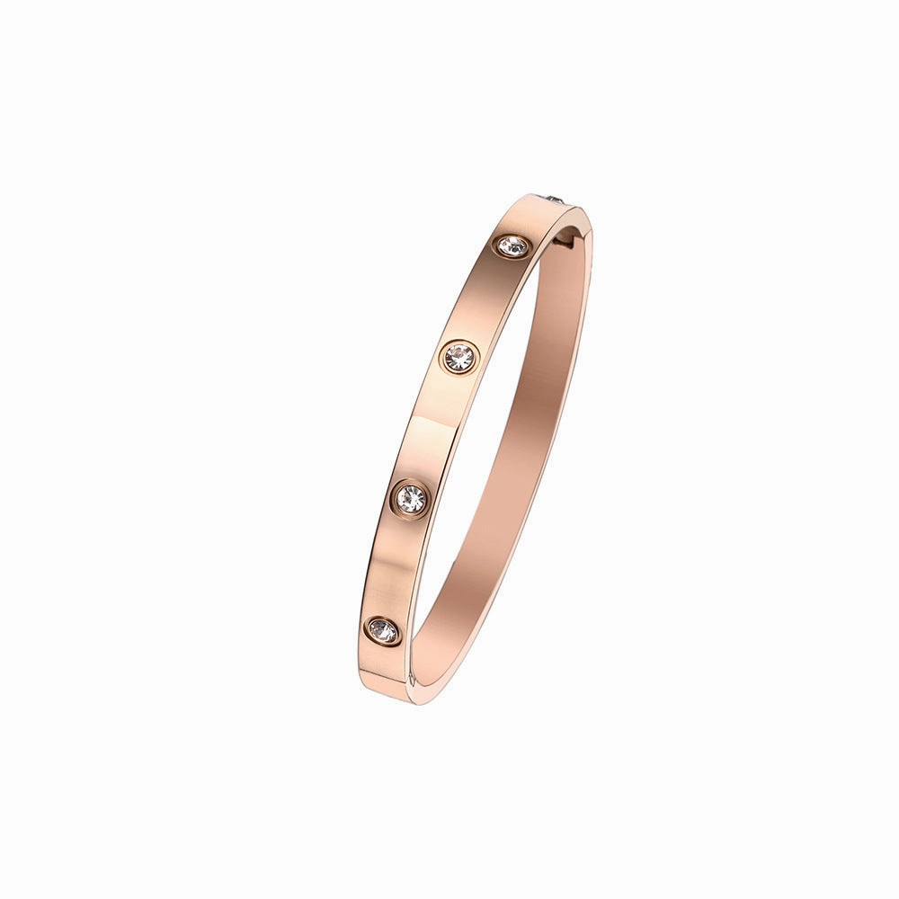 Wholesale 18K gold plated diamond retro stacked titanium steel bracelet