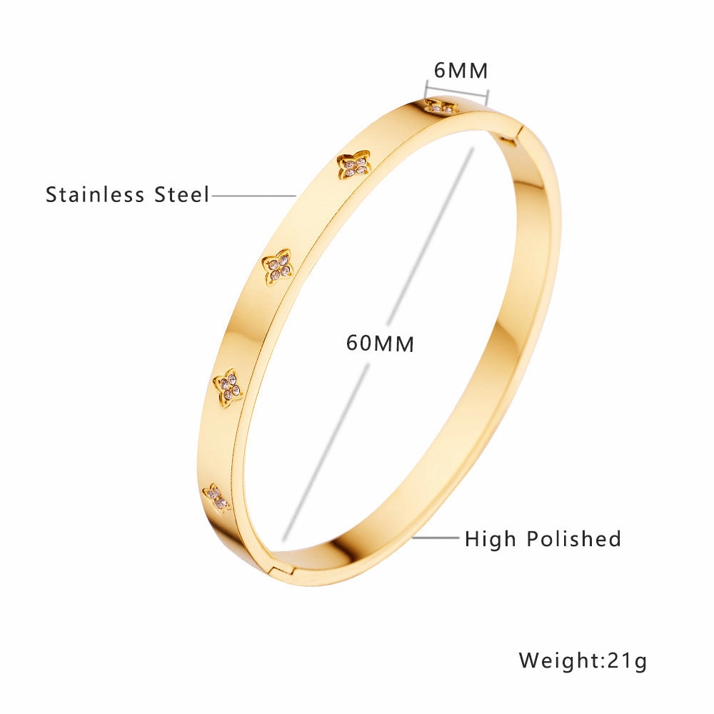 Wholesale 18K gold plated diamond retro stacked titanium steel bracelet
