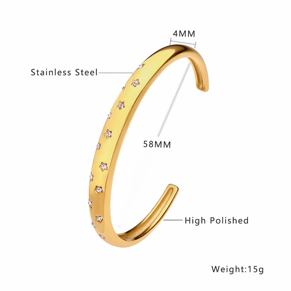 Wholesale 18K gold plated diamond retro stacked titanium steel bracelet