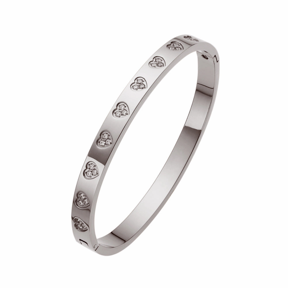 Wholesale 18K gold plated diamond retro stacked titanium steel bracelet