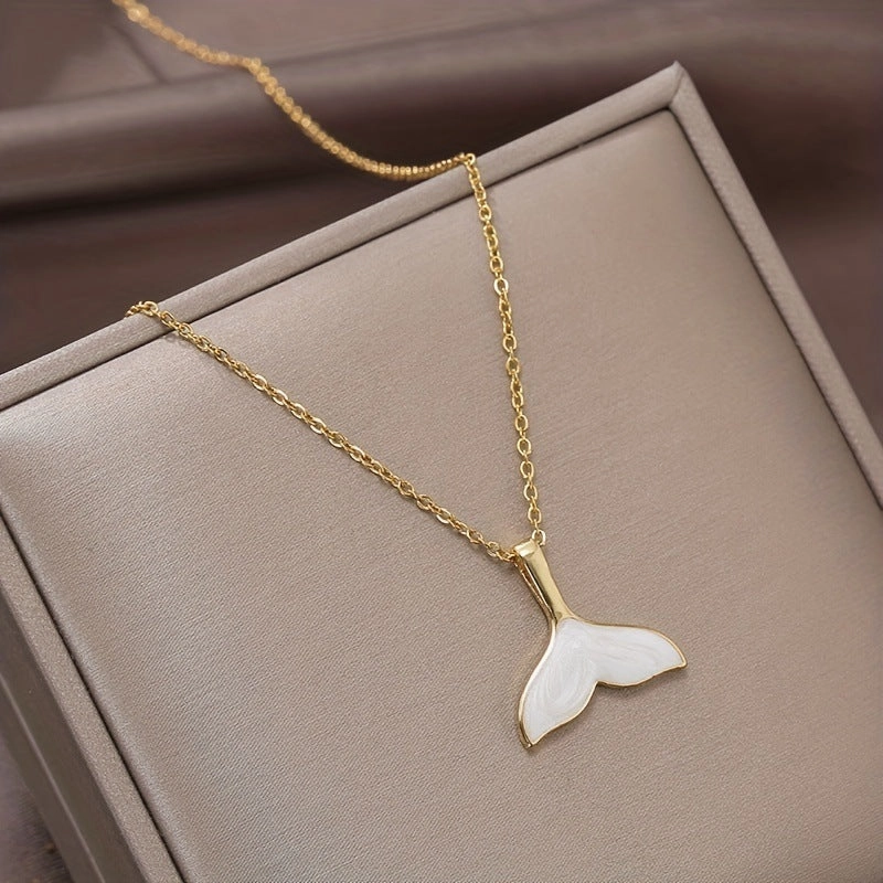 Wholesale 18k gold plated fashion fishtail dripping stainless steel necklace