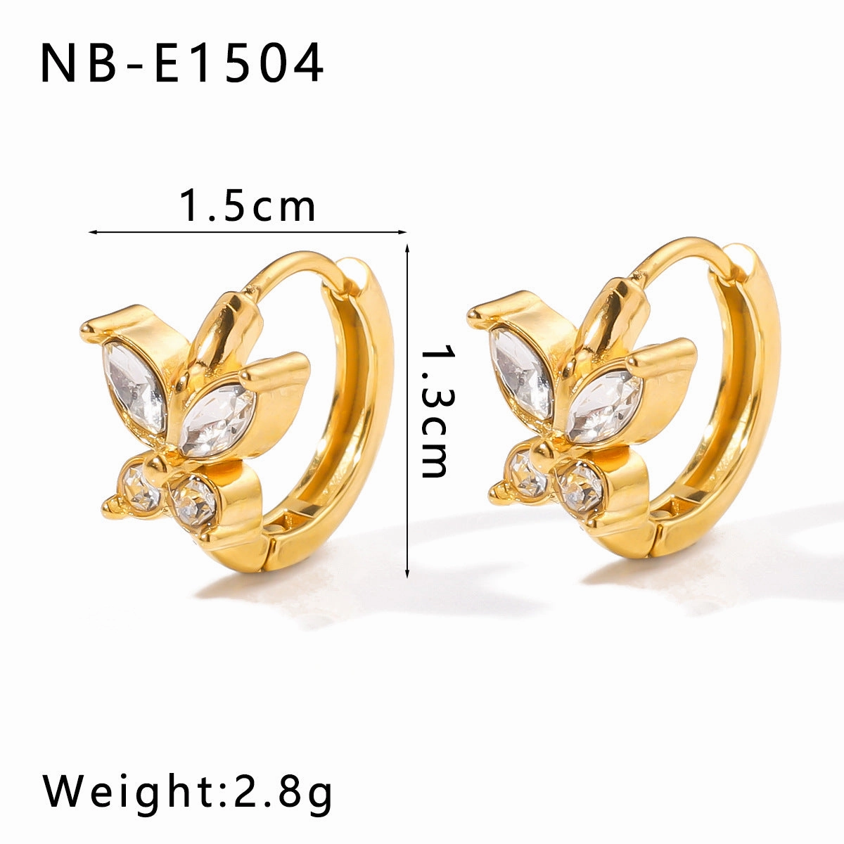 Wholesale 18K Gold Plated Flower with Diamond and Pearl Ear Ring
