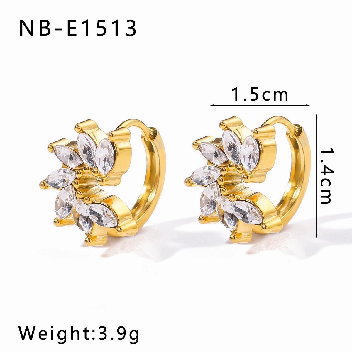 Wholesale 18K Gold Plated Flower with Diamond and Pearl Ear Ring