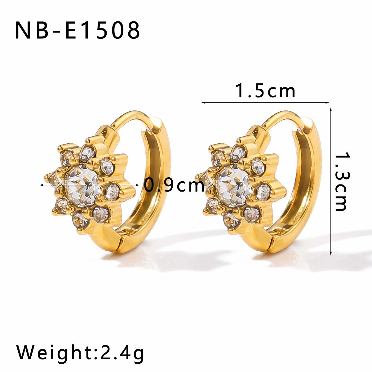 Wholesale 18K Gold Plated Flower with Diamond and Pearl Ear Ring