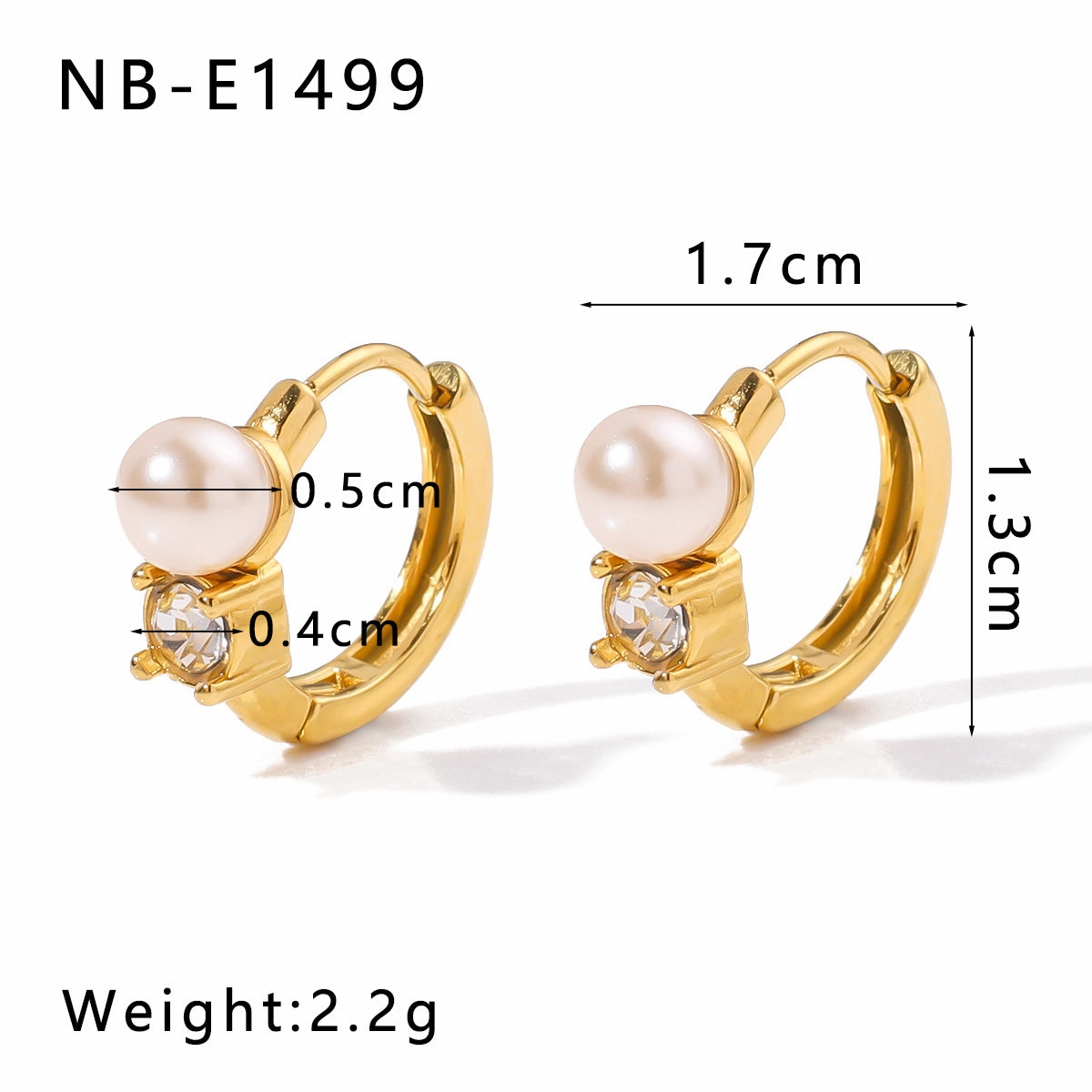 Wholesale 18K Gold Plated Flower with Diamond and Pearl Ear Ring