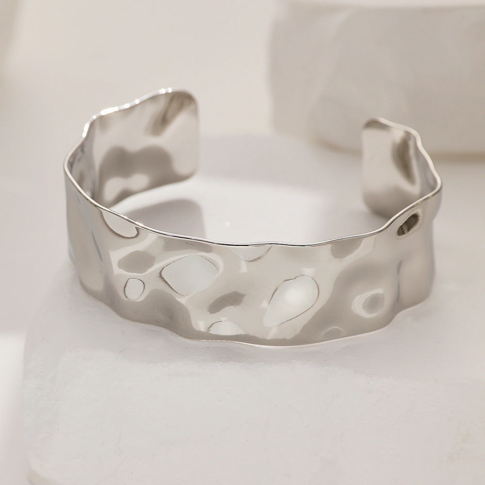 Wholesale 18k Gold Plated Hammered Wide Bracelet