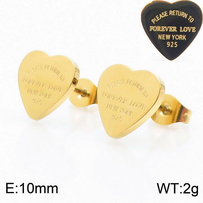 Wholesale 18K Gold-plated Heart-shaped Open Glossy Clavicle Chain Multi-color Epoxy Titanium Steel Ring Set