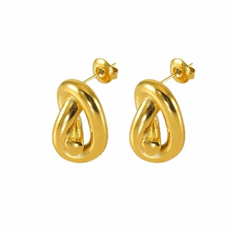 Wholesale 18K gold plated ins temperament retro Hong Kong style niche high-end titanium steel earrings