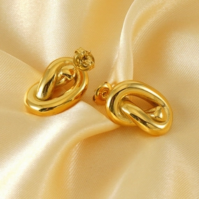 Wholesale 18K gold plated ins temperament retro Hong Kong style niche high-end titanium steel earrings