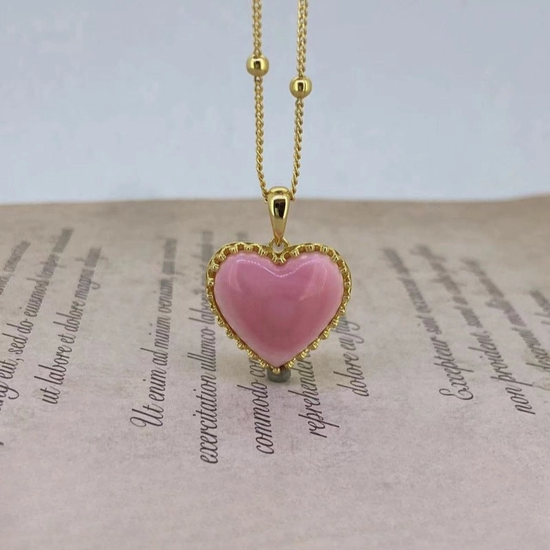 Wholesale 18k gold plated pink Queen Shell heart pendant