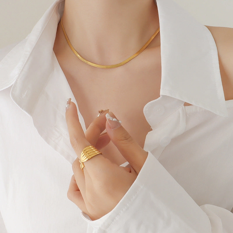 Wholesale 18K Gold Plated Snake Bone Chain Necklace Bracelet Jewelry Set