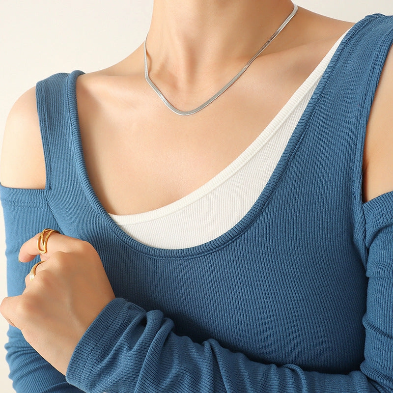 Wholesale 18K Gold Plated Snake Bone Chain Necklace Bracelet Jewelry Set