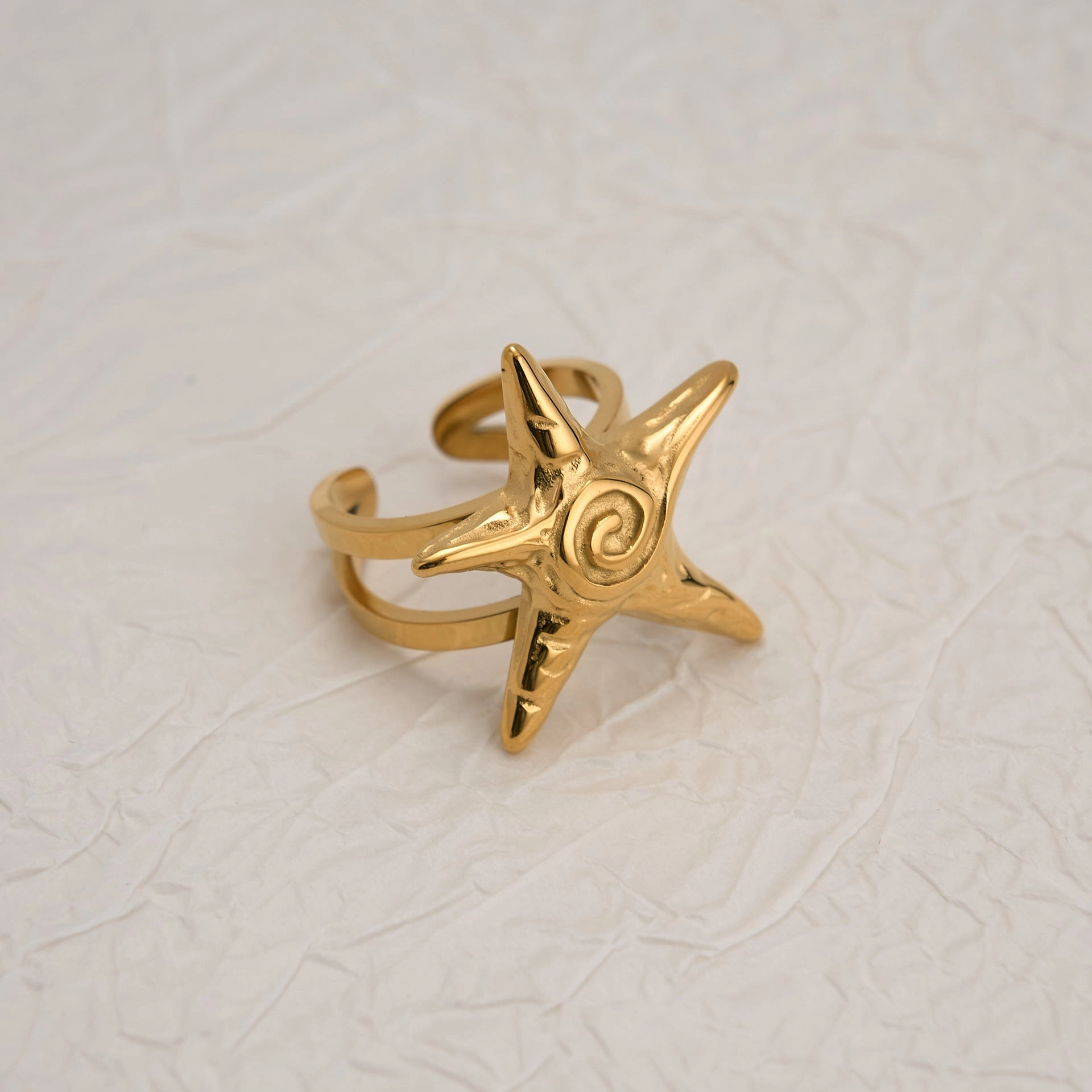 Wholesale 18k gold-plated titanium steel starfish beach necklace earrings set