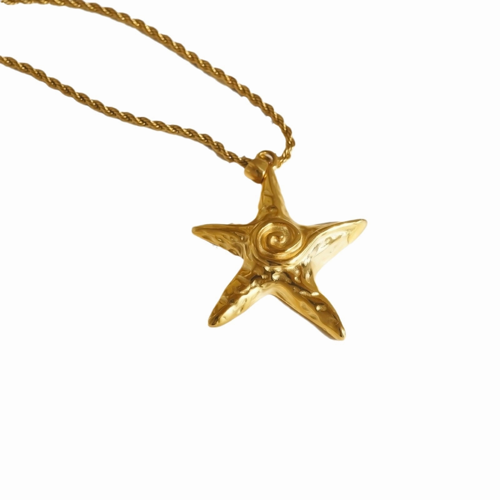 Wholesale 18k gold-plated titanium steel starfish beach necklace earrings set