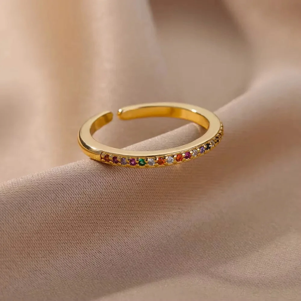 Wholesale 18K gold platedzircon ring ins female fashion design feeling   ring