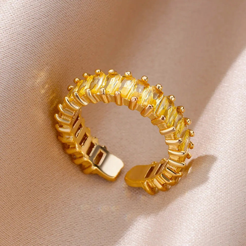 Wholesale 18K gold platedzircon ring ins female fashion design feeling   ring