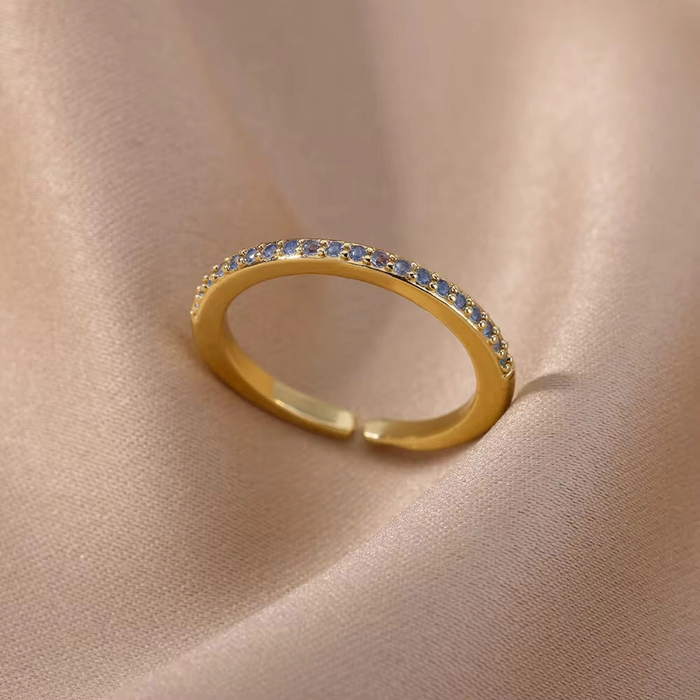 Wholesale 18K gold platedzircon ring ins female fashion design feeling   ring