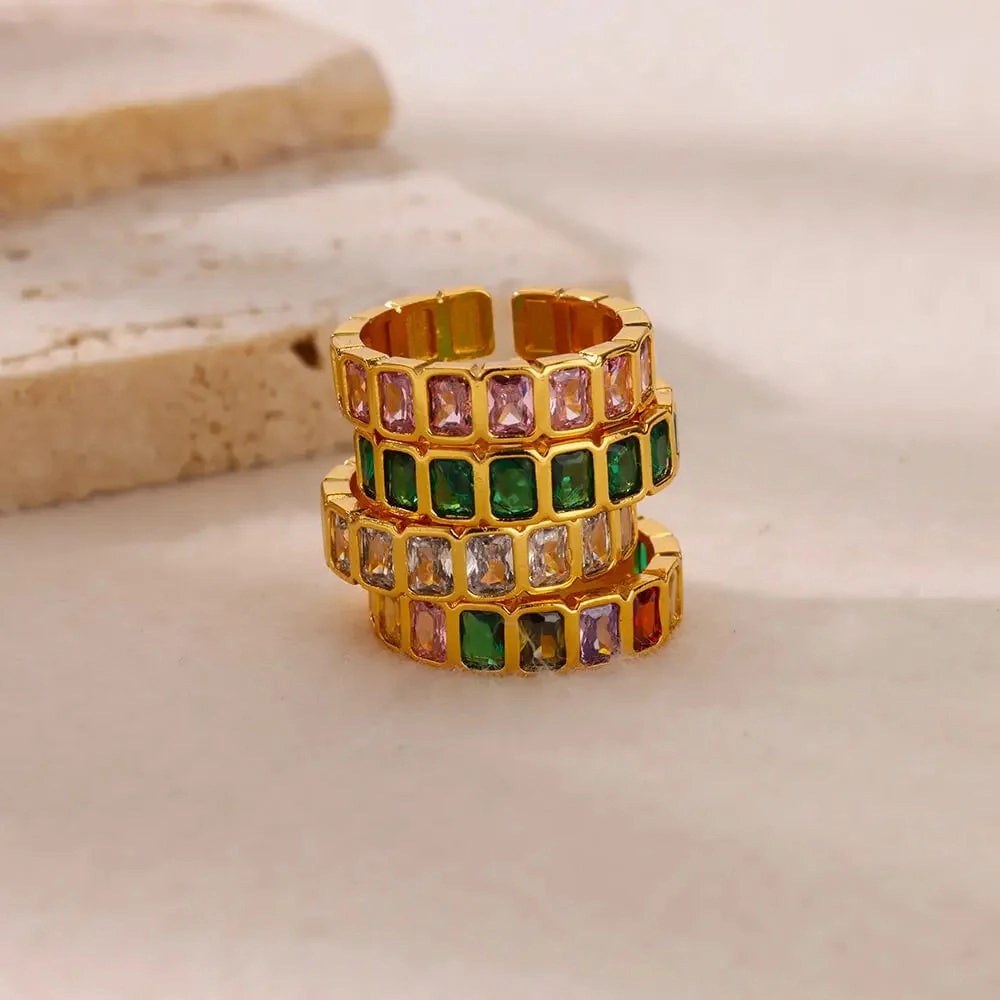Wholesale 18K gold platedzircon ring ins female fashion design feeling   ring