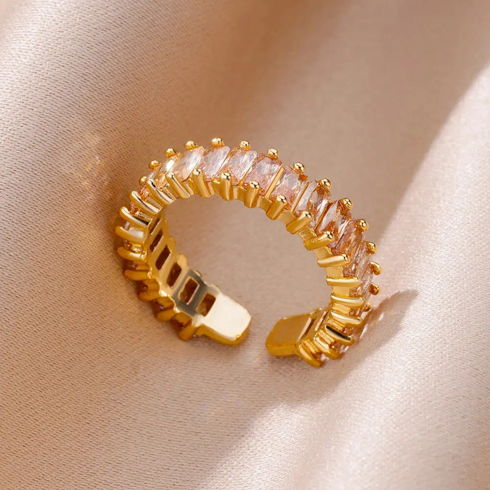 Wholesale 18K gold platedzircon ring ins female fashion design feeling   ring