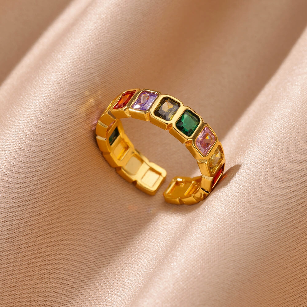 Wholesale 18K gold platedzircon ring ins female fashion design feeling   ring