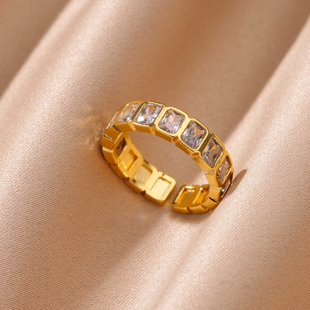 Wholesale 18K gold platedzircon ring ins female fashion design feeling   ring