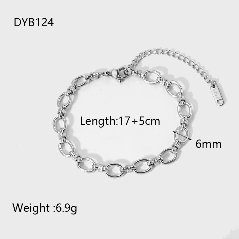 Wholesale  18K gold  plating Oval chain cross buckle stainless steel Fashion bracelet