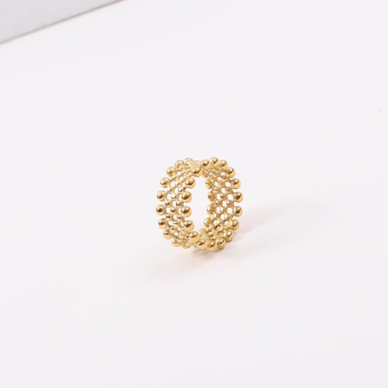 Wholesale 18k Gold Small Round Beads Matrix Arrangement Ring