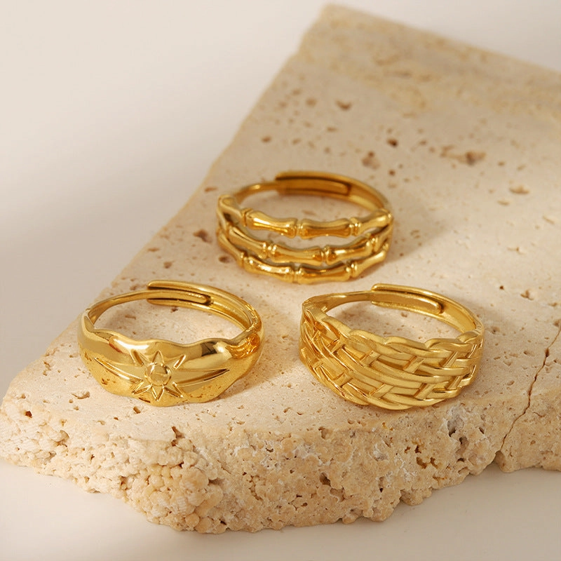 Wholesale 18K Gold Stainless Steel Adjustable Ring