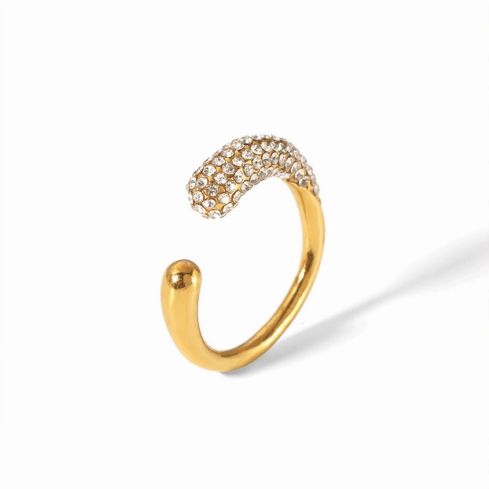Wholesale 18K Gold Stainless Steel Diamond Set Open Ring