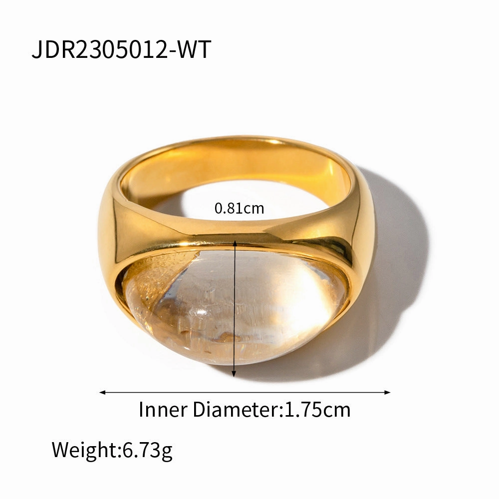 Wholesale 18k Gold Stainless Steel Transparent Closed Ring