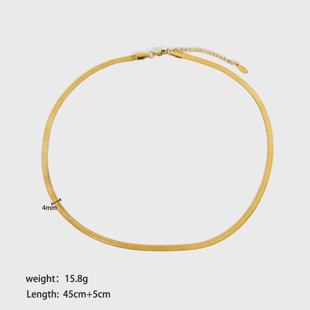 Wholesale 18K Gold Titanium Steel Twisted Ladies Temperament Versatile High-grade Flat Snake Bone Chain Necklaces