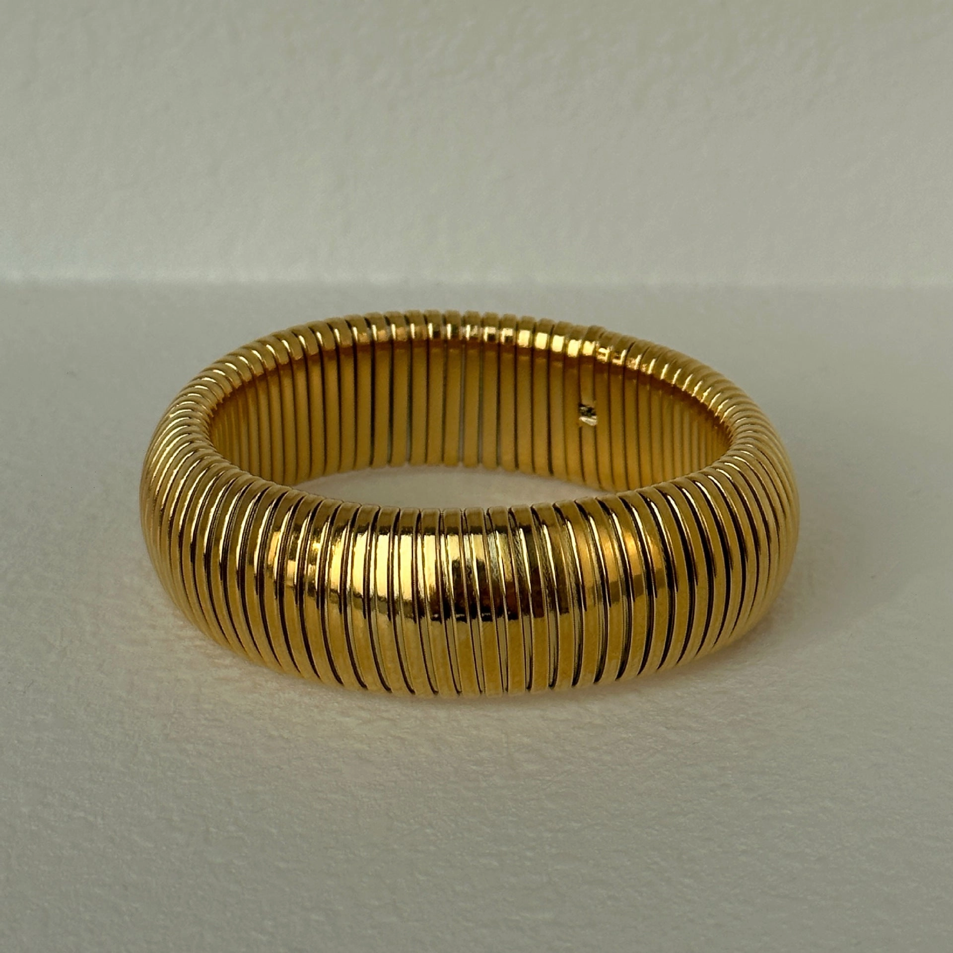 Wholesale 18k Real Gold Electroplated Titanium Steel Stretch Polished Bracelet
